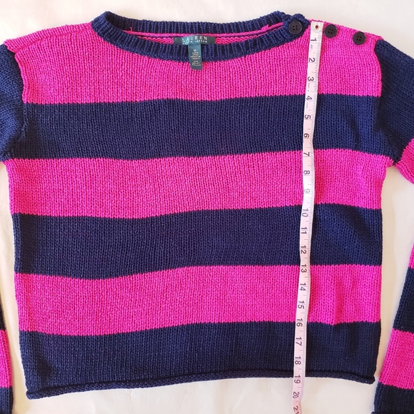 Ralph Lauren Loose Knit Pink & Blue Horizontal Stripe Boxy Sweater, Size M - Picture 4 of 8